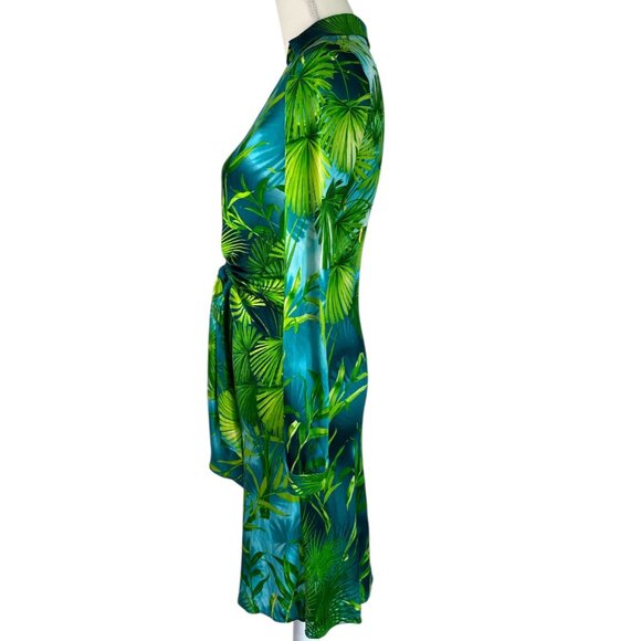Versace FWRD Renew Knee-Length Dress in Green Palm 38 Womens Jersey Long Sleeve - Picture 6 of 14